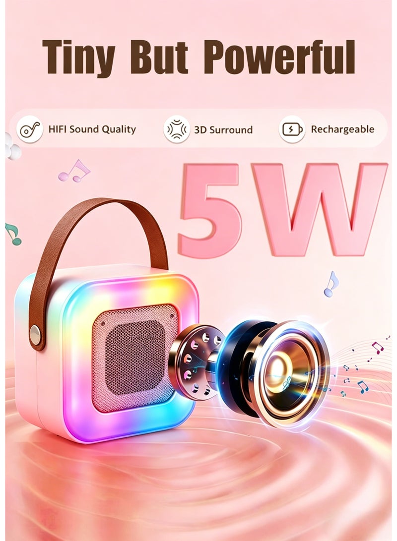 JoyousSto Birthday Gifts for Kids & Adults, Mini Karaoke Machine with 2 Wireless Microphones, Portable Bluetooth Speaker with LED Lights, Karaoke Mic Set for Party - Image 4