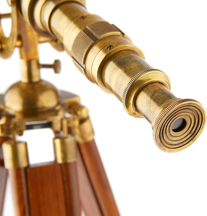 Super7One Handcrafted Stand Telescope | 27" inches Tall | Bookshelf Retro Decor | Nickel Plated | Table Décor | Functional Vintage Replica Brass Nautical Antique | Spyglass & Collectible | - Image 3