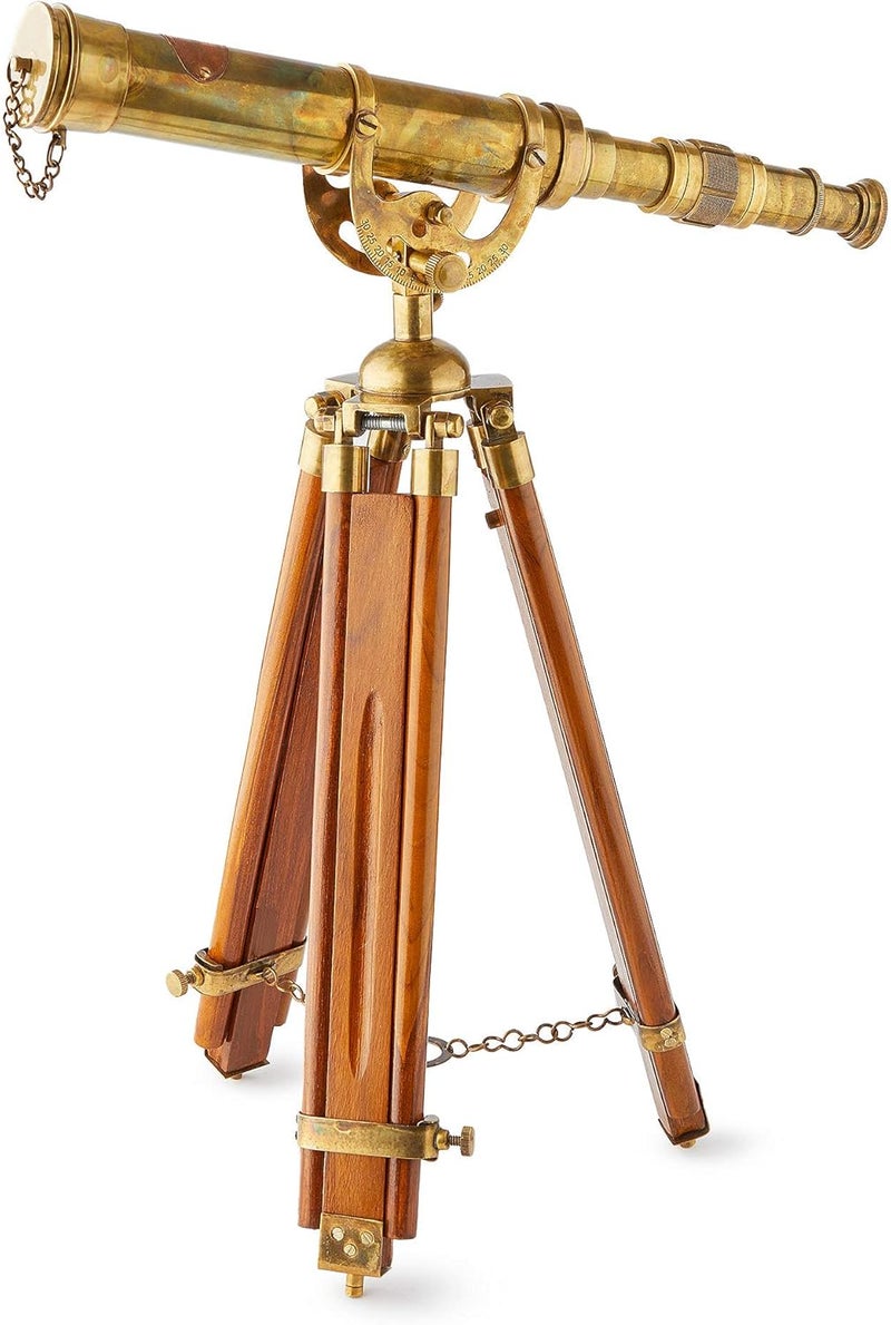 Super7One Handcrafted Stand Telescope | 27" inches Tall | Bookshelf Retro Decor | Nickel Plated | Table Décor | Functional Vintage Replica Brass Nautical Antique | Spyglass & Collectible | - Image 1
