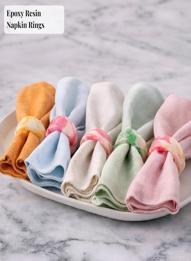 CLEENTABLE Epoxy Resin Napkin Rings Set - 12 Pcs Decorative Pastel Table Holders, 1.5" Dia, Art Deco Style - Ideal for Weddings, Dinner, Parties, Home, Dining, Gifting, Indoor & Outdoor (Multi) - Image 2