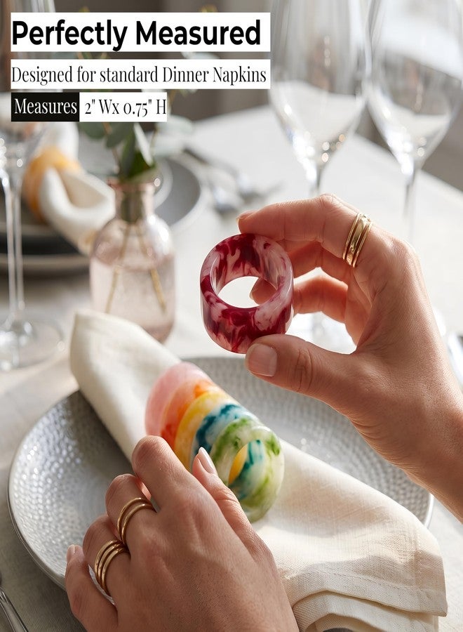 CLEENTABLE Epoxy Resin Napkin Rings Set - 12 Pcs Decorative Pastel Table Holders, 1.5" Dia, Art Deco Style - Ideal for Weddings, Dinner, Parties, Home, Dining, Gifting, Indoor & Outdoor (Multi) - Image 4