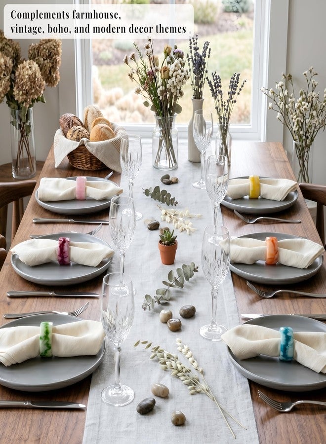 CLEENTABLE Epoxy Resin Napkin Rings Set - 12 Pcs Decorative Pastel Table Holders, 1.5" Dia, Art Deco Style - Ideal for Weddings, Dinner, Parties, Home, Dining, Gifting, Indoor & Outdoor (Multi) - Image 5