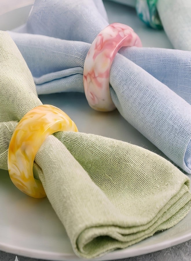 CLEENTABLE Epoxy Resin Napkin Rings Set - 12 Pcs Decorative Pastel Table Holders, 1.5" Dia, Art Deco Style - Ideal for Weddings, Dinner, Parties, Home, Dining, Gifting, Indoor & Outdoor (Multi) - Image 3