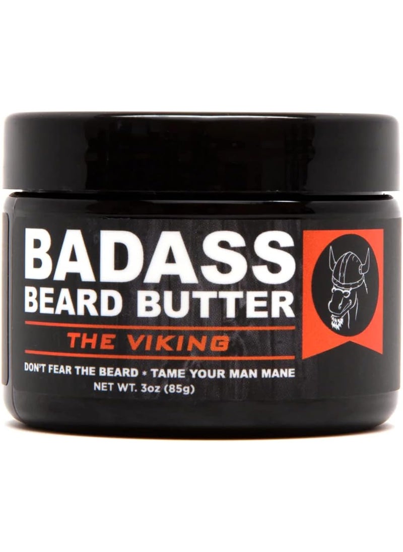 Badass Beard Care - Badass Beard Care Beard Butter For Men - THE VIKING, 3 oz - Made of Natural Ingrediens for Healthy, Soften and Itchness Free Beard and Mustache - Image 1
