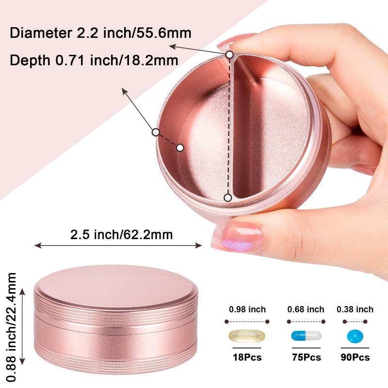 SOBAHIDO Small Pill Case 2 Compartment - Heavy Duty Metal Pill Box Portable Travel Pill Container for Pocket or Purse, Waterproof Pill Organizer for Medicine Vitamin Fish Oil and Supplements - Image 5