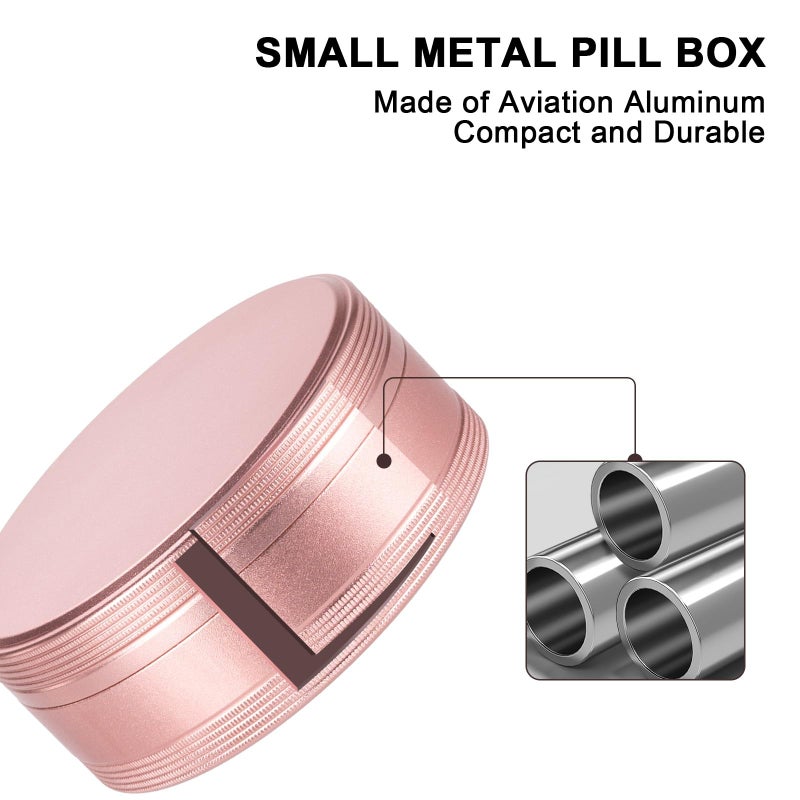 SOBAHIDO Small Pill Case 2 Compartment - Heavy Duty Metal Pill Box Portable Travel Pill Container for Pocket or Purse, Waterproof Pill Organizer for Medicine Vitamin Fish Oil and Supplements - Image 2