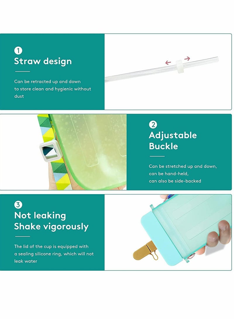 KASTWAVE زجاجات مياه جميلة مع مصاصات، زجاجات مياه مصنوعة من البلاستيك على شكل مثلجات آيس كريم، إبريق ماء شفاف، أكواب عصير متعددة الألوان مناسبة للأطفال والكبار (خالية من BPA) - Image 3