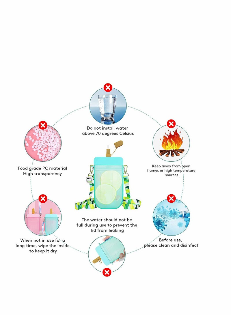 KASTWAVE زجاجات مياه جميلة مع مصاصات، زجاجات مياه مصنوعة من البلاستيك على شكل مثلجات آيس كريم، إبريق ماء شفاف، أكواب عصير متعددة الألوان مناسبة للأطفال والكبار (خالية من BPA) - Image 4