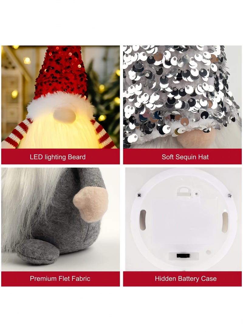 جيجيرو قزم عيد الميلاد المضيء، مصباح LED لعيد الميلاد على شكل قزم جونك، قزم سانتا سويدي مصنوع يدويًا مع ضوء، قبعة لامعة مصنوعة يدويًا لعيد الميلاد باللون الرمادي - Image 4
