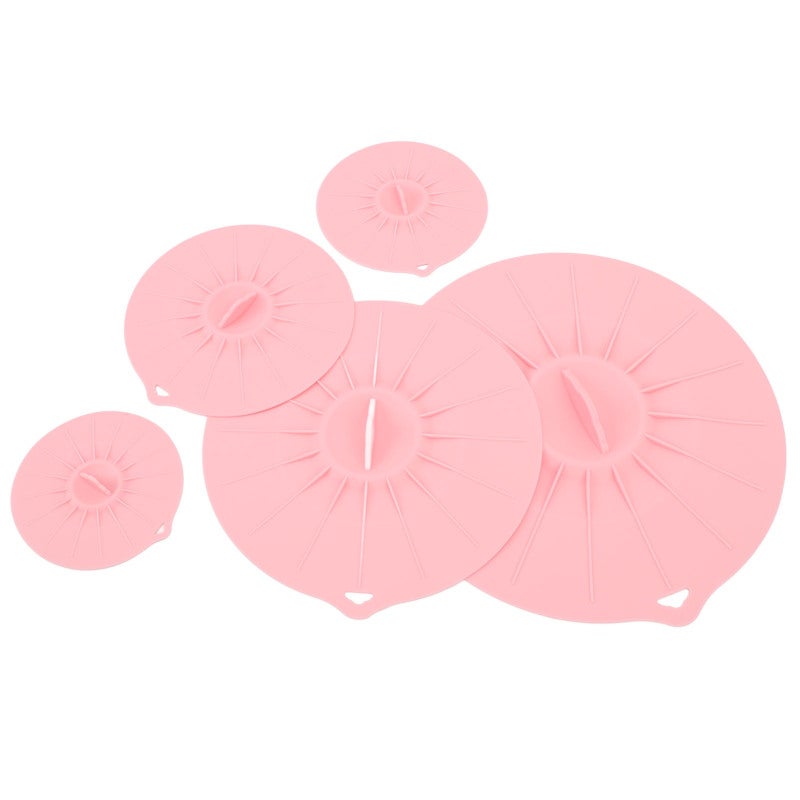 Silicone Lid Set: 5 Sizes Pinkish Strong Adsorption - Heat Resistant High Flexibility Food Suction Lid for Home Kitchen Microwave Cooking Storage - Image 2