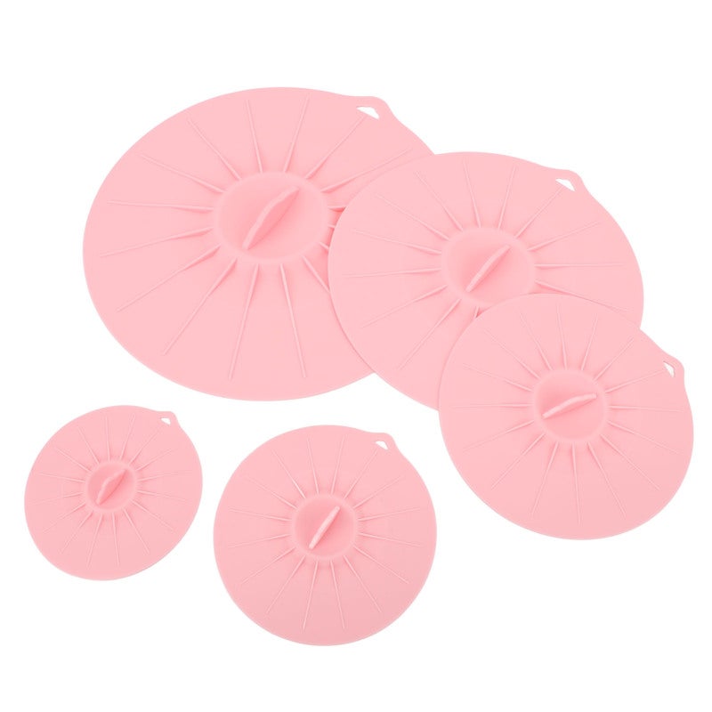 Silicone Lid Set: 5 Sizes Pinkish Strong Adsorption - Heat Resistant High Flexibility Food Suction Lid for Home Kitchen Microwave Cooking Storage - Image 5