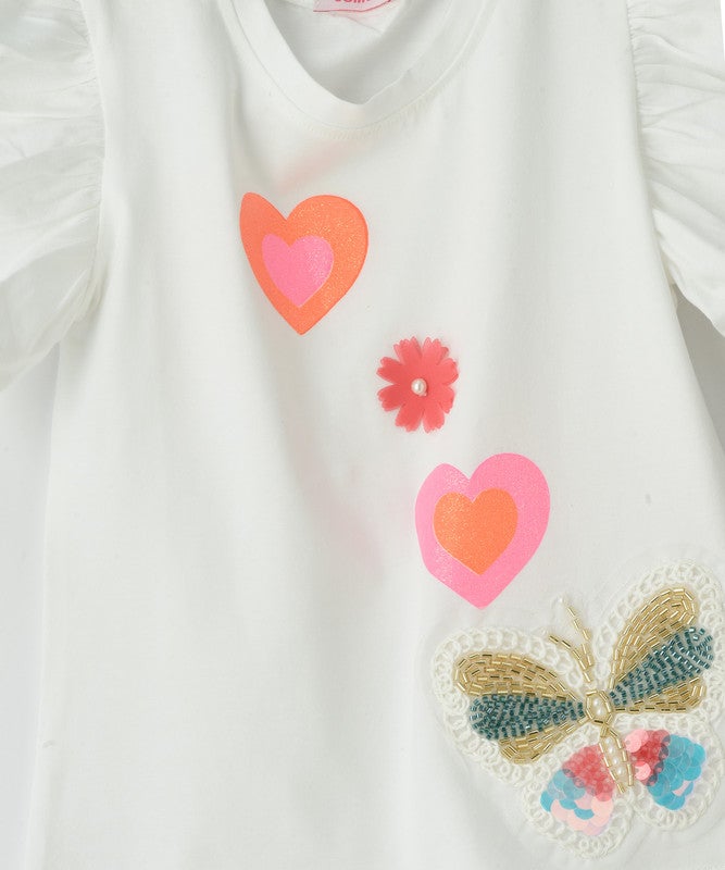 Jelliene WHITE T-SHIRT WITH BUTTERFLY PRINT - Image 3