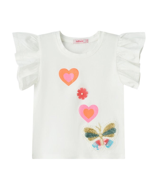 Jelliene WHITE T-SHIRT WITH BUTTERFLY PRINT - Image 1
