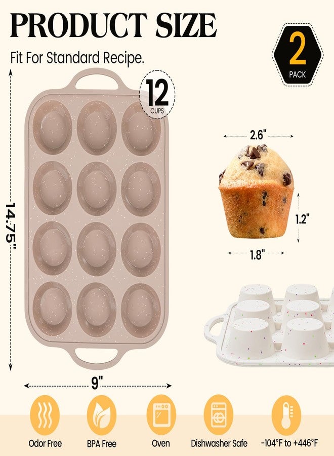 Vinino 2Pack Silicone Muffin Pans for Baking with Metal Reinforced Frame, 12 Cups Regular Size Nonstick Silicone Cupcake Pan, BPA Free Oven Dishwasher Safe Baking Mold for Muffins Cupcakes - Image 4