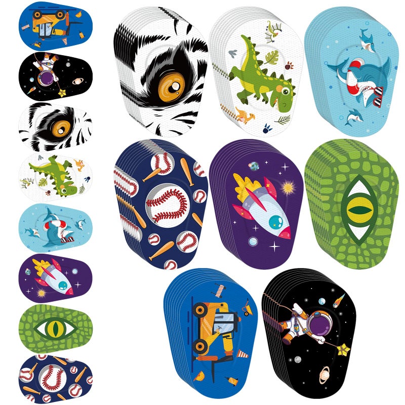Siifert Siifert 48 Pcs 80 Pcs Latex Free Adhesive Eye Patches for Kids Latex Free Disposable Cute Adhesive Bandages for Amblyopia Light Blocking Lazy Eye Toddler Boys Girls, 8 Styles  - Image 1