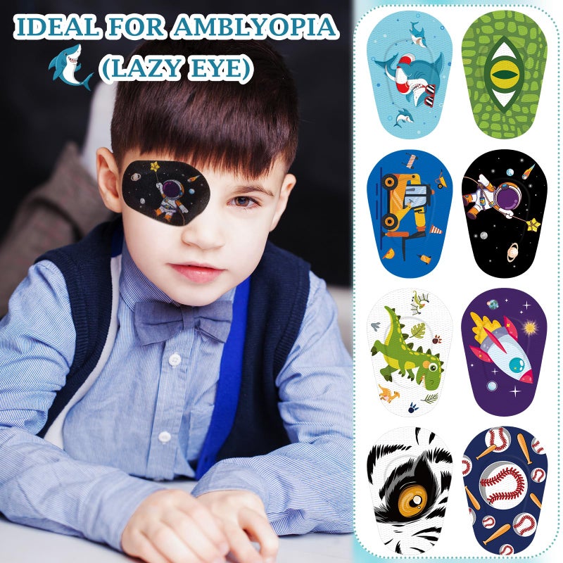 Siifert Siifert 48 Pcs 80 Pcs Latex Free Adhesive Eye Patches for Kids Latex Free Disposable Cute Adhesive Bandages for Amblyopia Light Blocking Lazy Eye Toddler Boys Girls, 8 Styles  - Image 5