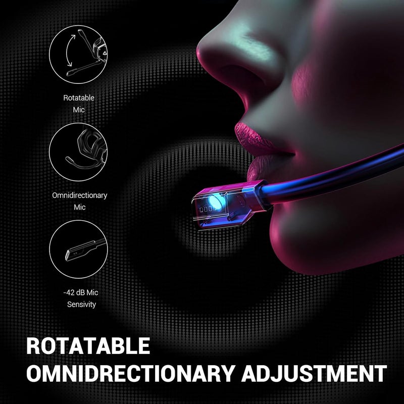 EKSA E1000 V2 Gaming Headset, PC Headset with USB C Plug, Wired Headphones with Noise Canceling Microphone, 7.1 Surround Sound, RGB Light, include USB Adapter for Computer,Mac, PS4/PS5 Console, Laptop - Image 4