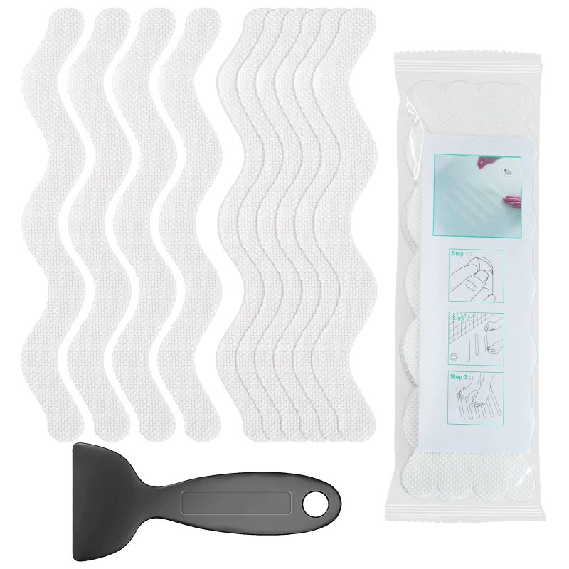 Kucucyle Kucucyle Non Slip Bathtub Stickers Set of 30 Bath Stickers Non Slip with Premium Scraper Safety and Waterproof Bath Tub Slip Stickers for Bathtub Shower Pool Ladder White 