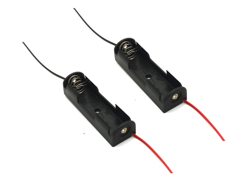 Electronicspices Electronic spices Pack of 5 Single Side 1.5v AA Battery Holder with Wire, Spring Clip Black Plastic - Image 3