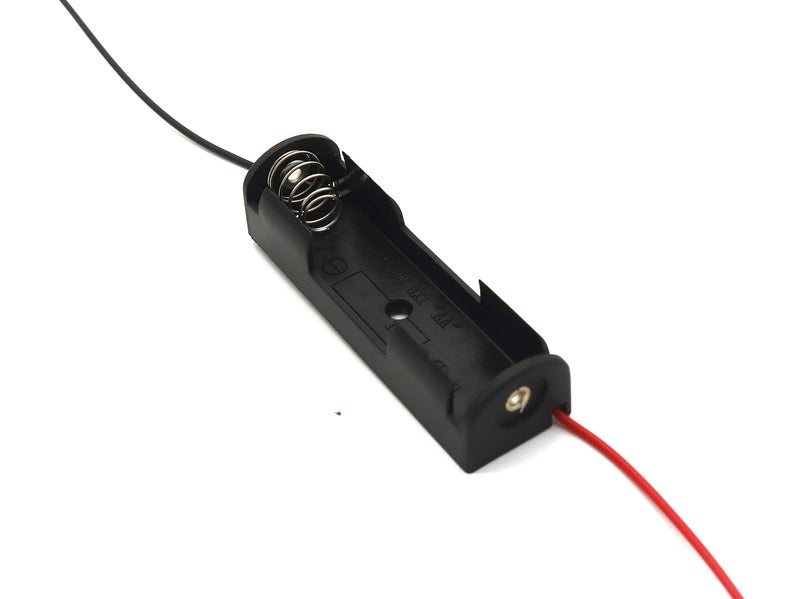 Electronicspices Electronic spices Pack of 5 Single Side 1.5v AA Battery Holder with Wire, Spring Clip Black Plastic - Image 2