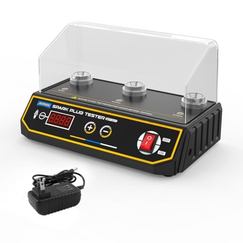 AUTOOL Spark Plug Tester Automotive Engine Ignition Coil Tester 200-9000rpm Adjustable Working Frequency, Three Holes Spark Plug Gap Tool with Protective Cover for All 12V Gasoline Vehicles - Image 1