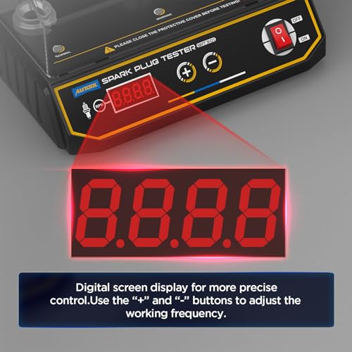 AUTOOL Spark Plug Tester Automotive Engine Ignition Coil Tester 200-9000rpm Adjustable Working Frequency, Three Holes Spark Plug Gap Tool with Protective Cover for All 12V Gasoline Vehicles - Image 4