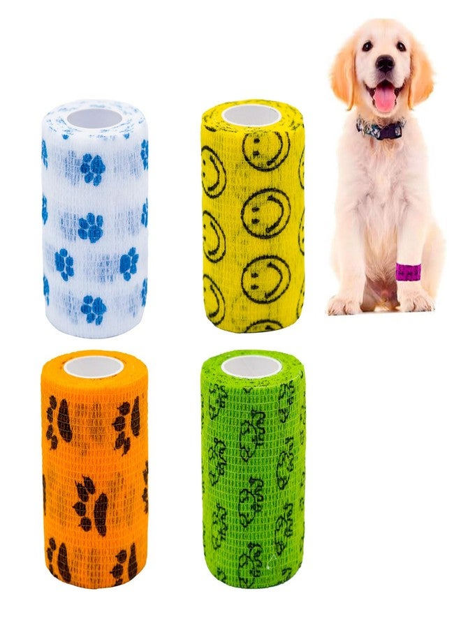 Massmot Cohesive Bandage, Vet Tape wrap, Self Adhesive Bandage Wrap, Non-Woven First Aid Tape for Person Dogs Horses Cat and Other Animal Ankle Sprains u0026 Swelling (Pack of 4, 7.5cmX4.5mtr) - Image 1