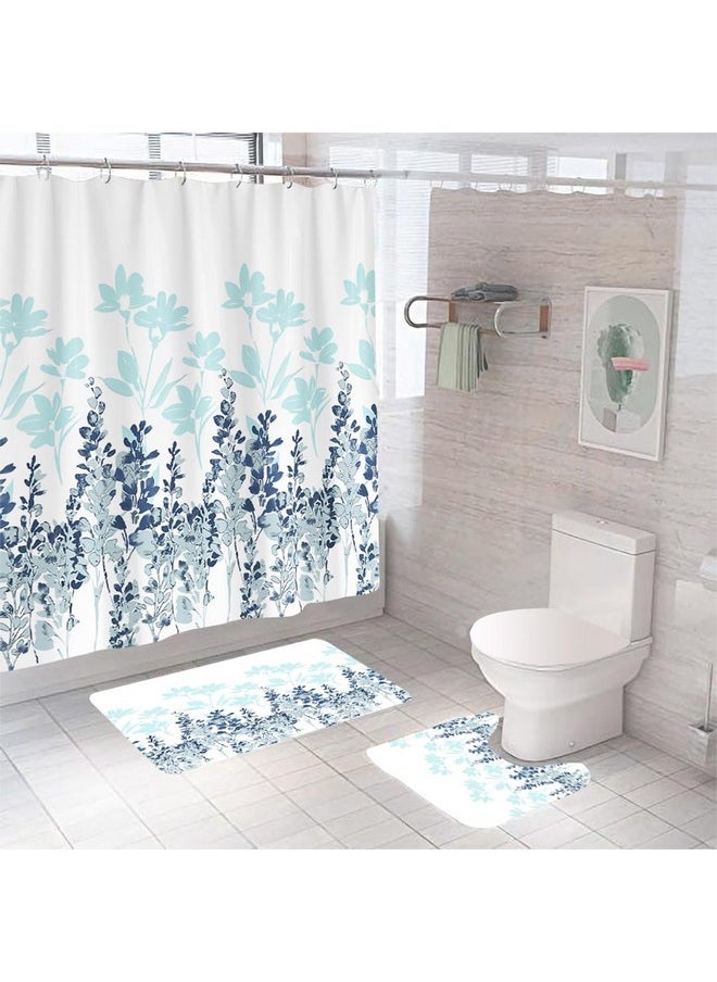 Umai UMAI Shower Curtain (180X180 cm) & Bathmat 3 Pcs Set|6ft|Creative Vibrant Coloured Polyster Curtain Sets with Non-Slip Bath mats for Bathroom|Easy-Slide Curtains|Quick Dry,Soft Mats  - Image 1