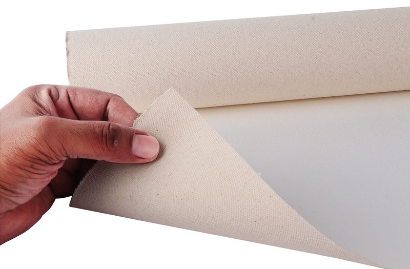 Kabeer Art Roy Fine Art 10 Oz. Medium Grain Primed Cotton Canvas Roll for Oil and Acrylic Painting, White 27 Inch x 5 Meter - Image 2