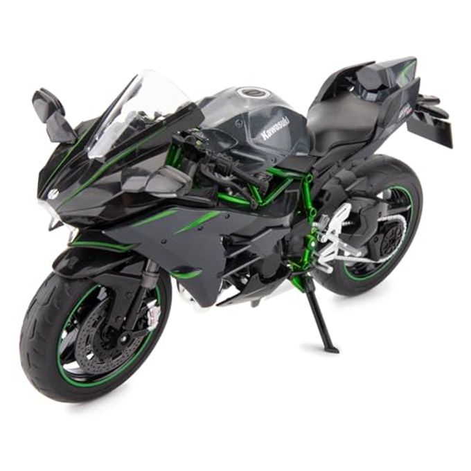 BDTCTK Compatible for 1:9 Kawasaki Ninja H2R Motorcycle DieCast Model, Suspension and Free Roller, Toy Car, Motorcycle Collection, Gift Black - Image 1