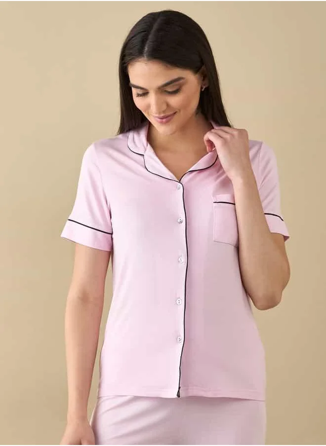 فاف Notch Collar Shirt and Pyjama Set