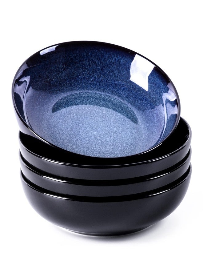 LERATIO Pasta Bowls,Ceramic 38oz Pasta Bowls,9.0" Reactive Glaze Pasta Bowl Set of 4,Microwave & Dishwasher,Oven Safe,Large Wide Serving Bowls for Salad, Dessert,Pizza,Fruit -Blue - Image 1