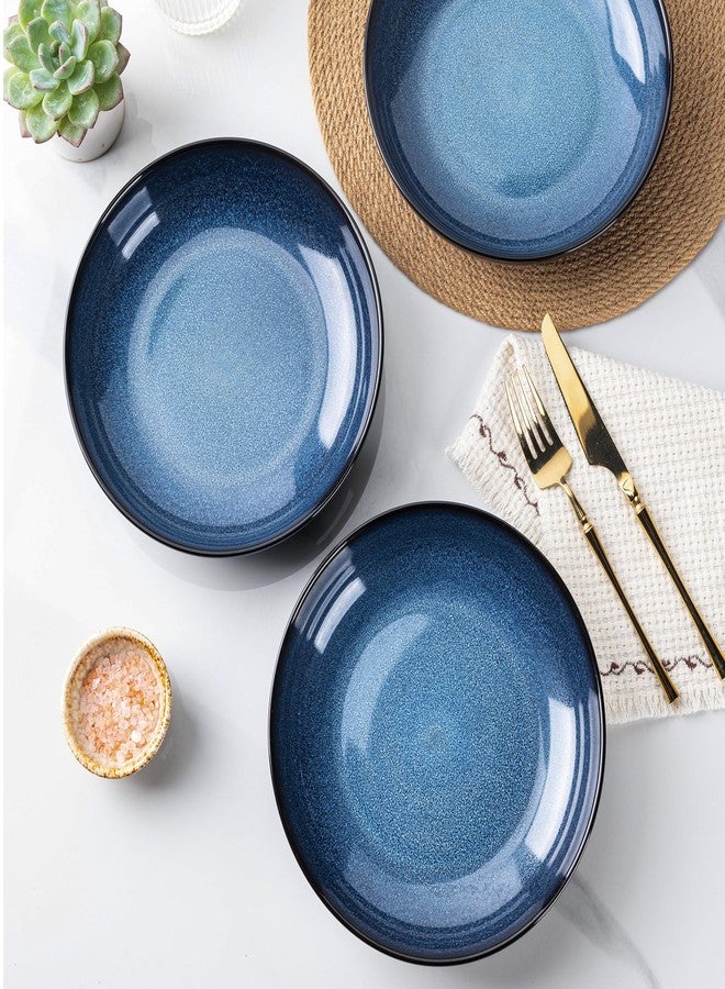 LERATIO Pasta Bowls,Ceramic 38oz Pasta Bowls,9.0" Reactive Glaze Pasta Bowl Set of 4,Microwave & Dishwasher,Oven Safe,Large Wide Serving Bowls for Salad, Dessert,Pizza,Fruit -Blue - Image 3