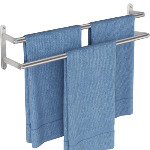 JIAPAIDUO Double Towel Bar 24Inch Towel Rack for Bathroom Stainless Steel Double Bath Towel Bar Wall Mounted Towel Holder Double Towel Rod Towel Rail Hanger for Wall Kitchen Brush Nickel - Image 1