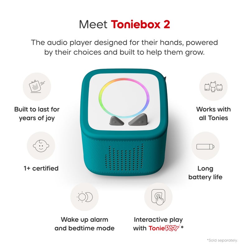 Tonies Toniebox 2 Audio Player Starter Set for Kids 1+ with Playtime Puppy - Tropical Teal - Image 4