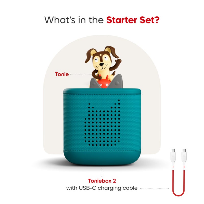 Tonies Toniebox 2 Audio Player Starter Set for Kids 1+ with Playtime Puppy - Tropical Teal - Image 3