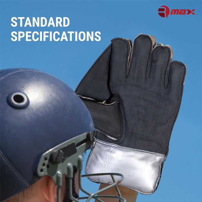 RMAX Rubber & PVC Cricket Wicket Keeping Gloves - Durable Construction, Superior Grip, High-Density Finger Protection, Ergonomic Design for Enhanced Flexibility and Comfort, (Senior) - Image 2