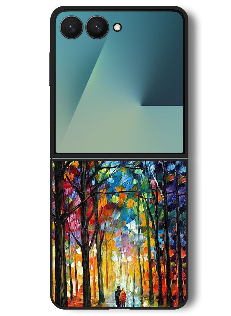 Theodor Case Compatible with Samsung Galaxy Z Flip 7 - 6.9 Inch Protection Shockproof Bumper Cover Colorful  Art Couple - Image 1