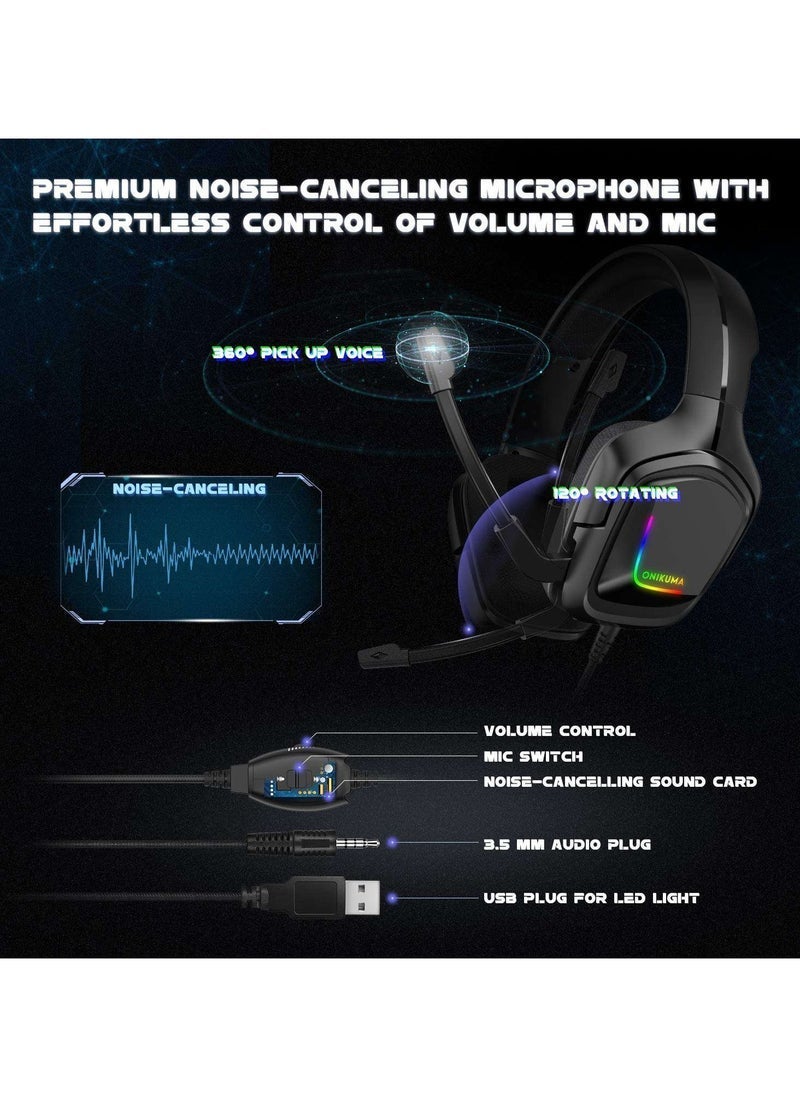 onikuma K20 3.5mm Stereo Gaming Headphones for PS4 – High-Quality Gaming Earphone with Clear Sound, Comfortable Fit, Noise Isolation, Adjustable Mic, Compatible with PS4, Xbox, PC, and Mobile - Image 4