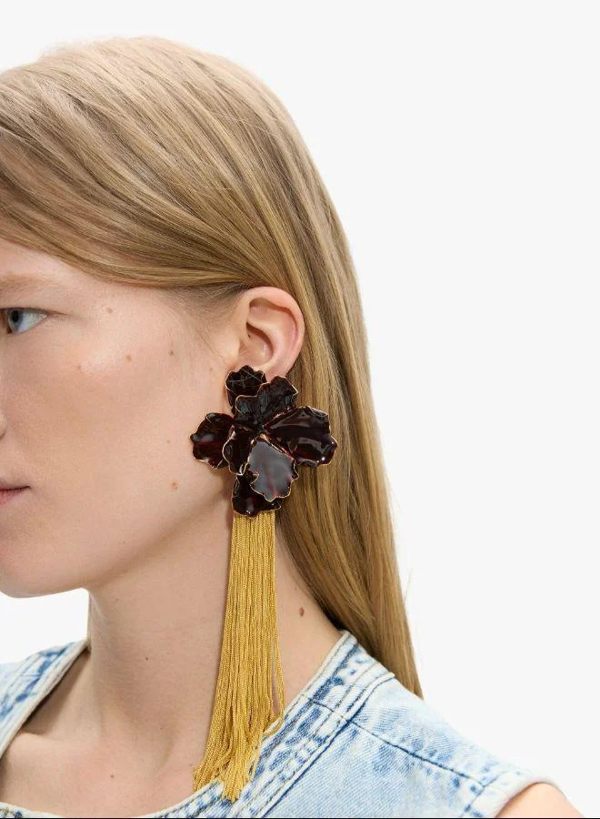 بارفوا أقراط زهرة ماكسي مع شراريب.