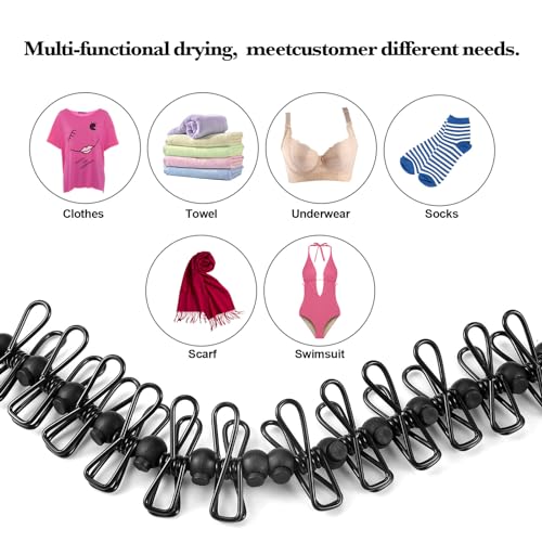 HAWATOUR Clothesline Camping Essentials, Portable Retractable Clothesline with 12pcs Clothespins Outdoor Camping Accessories Travel and RV Essentials, Black - Image 3
