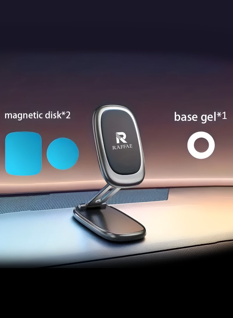 RAFFAE Magnetic Bracket Car Mobile Holder Foldable for Car Dashboard, Alloy Folding Car Magnetic 360° Rotation Stand Compatible with iPhone 15/14/13/12, Samsung S24/S23, OnePlus, Huawei, etc - Image 5