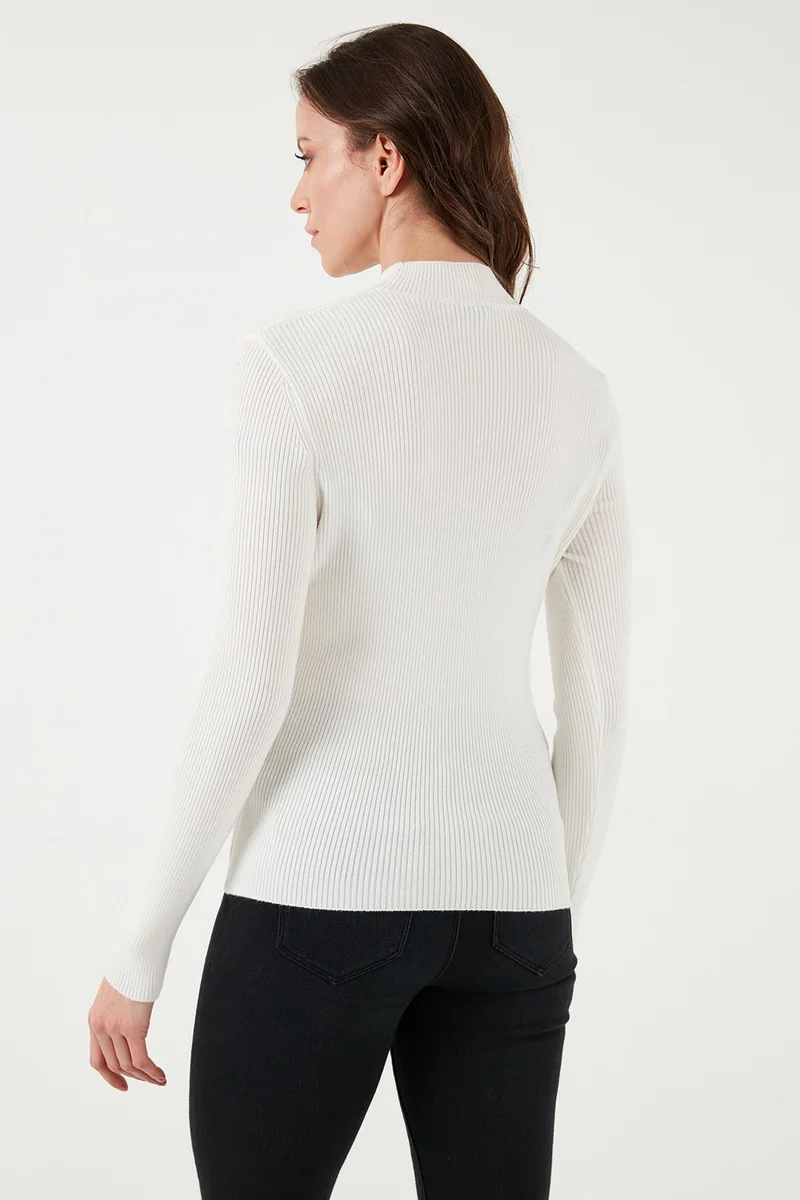 فاشن فريندز Regular Fit Stand Collar Window Detailed Sweater Women's Sweater 24K0123K1