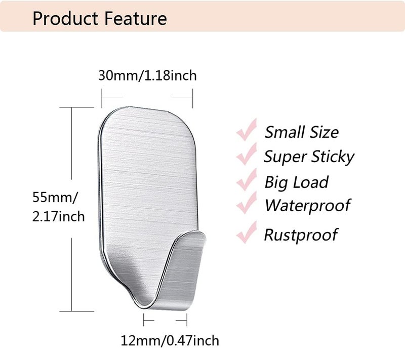Kiemeu Small Sticky Hooks For Hanging Extra Strong Self Adhesive Hooks Heavy Duty | 10 Pack Stick On Hook For Walls, Wall Hangers Without Nails - Image 4