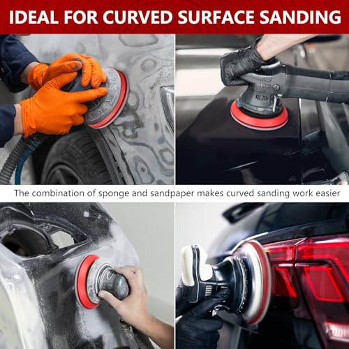 Shineboc 18Pcs 5 Inch Hook and Loop Sanding Sponge Discs 180-3000 Grit Wet Dry Sanding Pads, Foam Sandpaper for Random Orbital Sander, Curved Surface Large-Area Sanding Polishing for Metal Wood Auto - Image 5