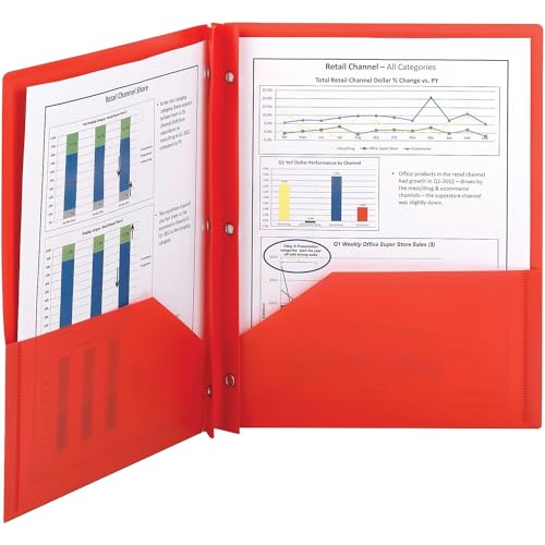 Smead Poly Two, Pocket Folder with Fasteners, 11"x 8 1/2", Pack of 25, Red (87727) - Image 3