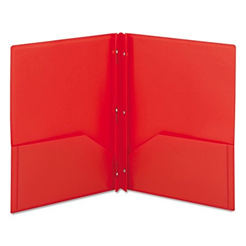 Smead Poly Two, Pocket Folder with Fasteners, 11"x 8 1/2", Pack of 25, Red (87727) - Image 2