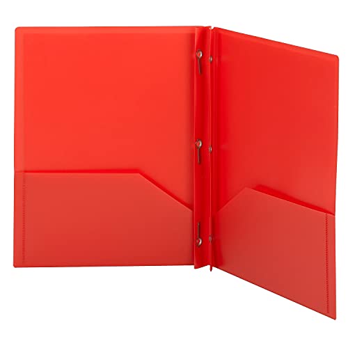Smead Poly Two, Pocket Folder with Fasteners, 11"x 8 1/2", Pack of 25, Red (87727) - Image 4