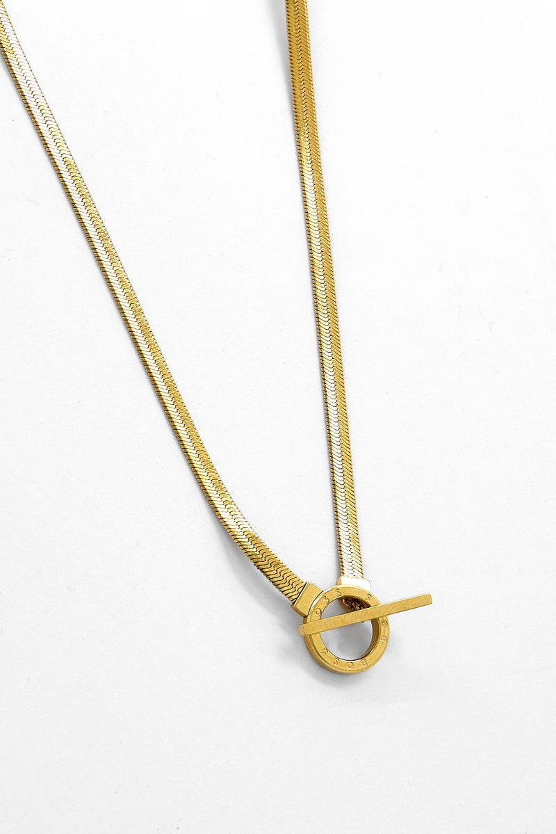 BOSS Women Fashionable Stainless Steel Pendant Necklace, Gold  - Image 1