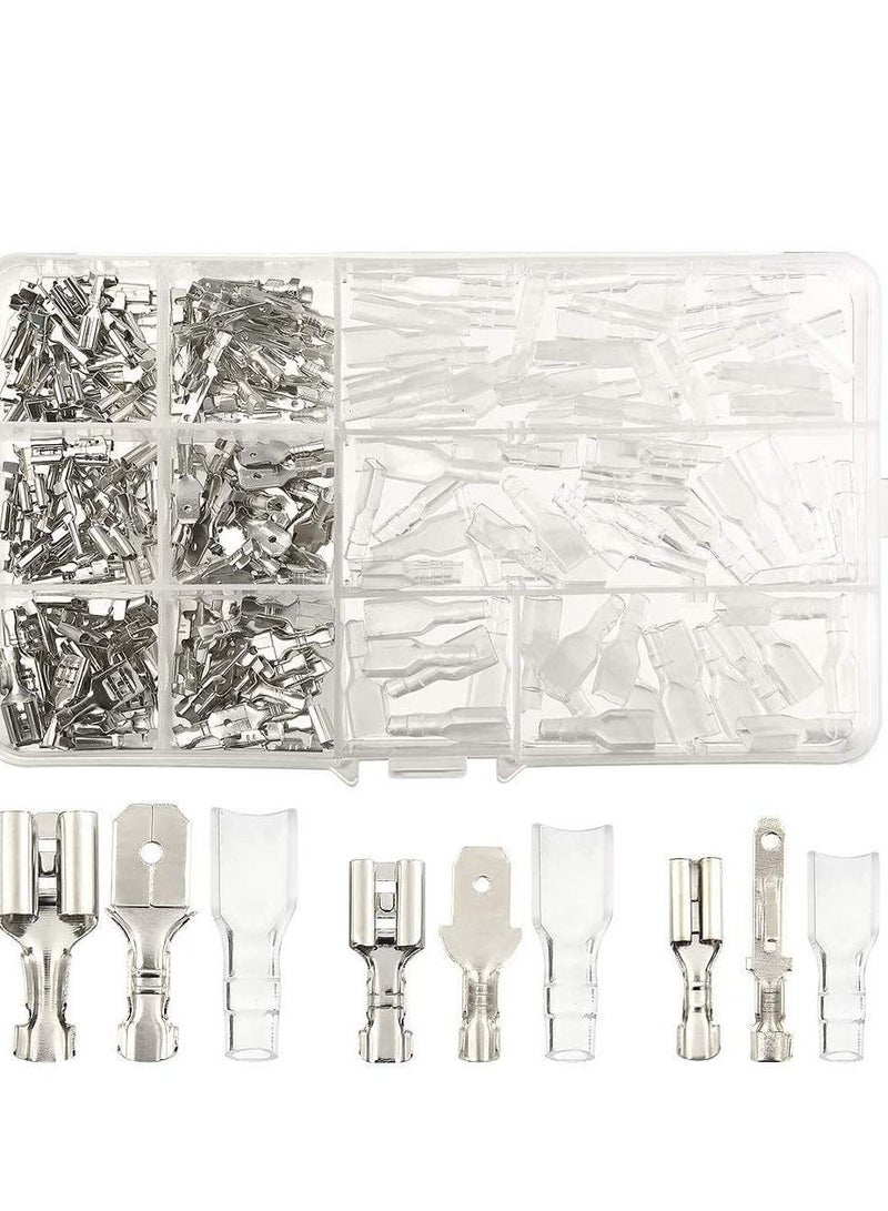 270 Pieces Quick Connector Male Bus Spade Connector Crimp Terminal Assortment Kit, 2.8/4.8/6.3mm Spade Quick Disconnect Connector Kit for Electrical Wiring Car Audio Speakers  - Image 1